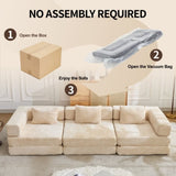 Compression Sofa,Convertible Floor Sofa Bed with Fixed-Shape Frame, Boneless Modular Sectional 85434070