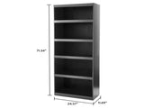 Framed 5-Shelf Bookcase with Adjustable Shelves, True Black Oak 68767836