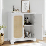 Sideboard Buffet Storage Liquor Cabinet with Rattan Decorated Doors, Kitchen Buffet Storage Cabinet, W1706P311105