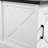 Farmhouse end table Nightstand Rectangular Farmhouse End Table with Barn Door and Adjustable Storage W2275P192793