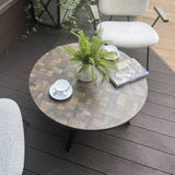 Round Coffee Table Wood Grain and Black Metal W2221P190871