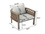 2-Pieces Outdoor Metal Patio Club Chair, Patio Arm Chair with Cushion, Modern Outdoor N780P254451B