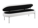 Contemporary Bench in Chrome Metal and White Faux Leather B202P223835