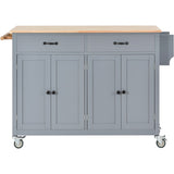 Kitchen Island Cart with Solid Wood Top and Locking Wheels,54.3 Inch Width,4 Door Cabinet and Two WF286911AAG