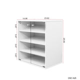 Shoe Box with RGB LED Light, Wooden Stackable Storage Box with Glass Door, Storage Bin W331P242611