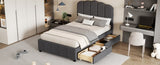 ZNTS Twin Size Upholstered Bed with 2 Storage Drawers,Wood Slat Support, Gray 48161849