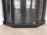 Lighted Corner Curio Cabinet - Elegant Glass Display Case Living Room & Bar Storage - Perfect W1758P300102