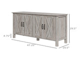 Gray Kitchen Sideboard Buffet 4 Barn Doors, 2 Adjustable Shelves for Home Storage 59440570