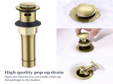 Bathroom Faucet Brushed Gold with Pop-up Drain & Supply Hoses 2-Handle 360 Degree High Arc Swivel 65191981