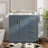 36'' Bathroom Vanity with Ceramic Sink Combo, Solid Wood Frame Bathroom Storage Cabinet, N710P243327C