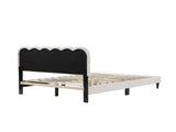 Lambswool Petal Headboard Bed Frame Cream Style Bedroom Soft Bed with Atmosphere Light, Queen N769P272030W