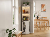 67.3" Corner Bar Cabinet with Power Outlet, Farmhouse Wine Bar Cabinet with Adjustable Shelves for 24661580