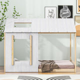 Twin Size House Platform with Roof and Window , WhiteNatural WF312208AAN