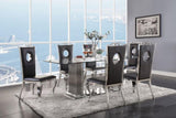 Black and Stainless Steel Side Chair with Cut-Out Back B062P215489