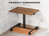 Small Mobile Desk Adjustable Height Laptop Desk with Lockable Wheels, Rustic Brown 88936399