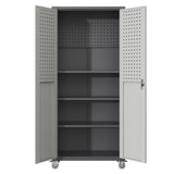 71" Metal Garage Storage Cabinet with Wheels - Heavy-Duty Tool Storage Cabinet for Home, Office, T2398P222838