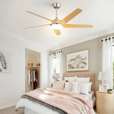 52 Inch Modern Ceiling Fan with Dimmable LED Light and Remote Control 5 ABS Blades 3 Color W934P230375