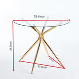 Dining Table with chrome metal leg and tempered glass,Modern Space Saving Kitchen Table for Living W234P351121