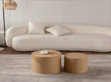 Nesting Coffee Table Set of 2 Round Wooden Coffee Tables Circle Modern Table for Small Space Living W3081P255158