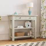 ZNTS TREXM Retro Console Table with Drawer and Two Sturdy Shelves for Entryway, Living Room N715P195561E