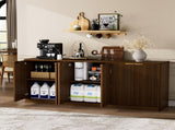 67-inch modern wavy sideboard, curved contour design storage cabinet, 6-door cabinet with storage W1162P485247
