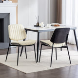 A&A Furniture, Dining Chairs Set of 2 Mid Century Modern Retro Faux Leather Chair with Walnut W1143P151497