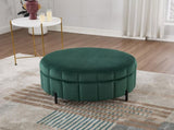 31.5"W Upholstered Round Ottoman With Reversible Lid, Velvet Storage Stool, Channel Tufted W3118P272636