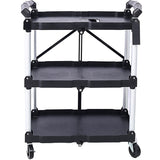 ZNTS 3 Layers Folding Collapsible Service Cart Pack-N-Roll Folding Collapsible Service Cart, Black, 50 W46578737