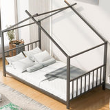 Twin Size Metal House Platform Bed, Black MF322835AAB