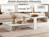 2-Tier Modern Geometric Coffee Table Engineered Wood Low Center Table with Storage Shelf, Waterproof 79340372