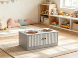 Elevated Dog Feeding Station with Storage Cabinet, 2 Stainless Steel Bowls & Slow Feeder for Large 27547625