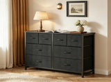 8 Drawers Fabric Cabinet Metal Frame Wide Wood Top Storage Tower TV Stand Clothes Organizer for 02412685