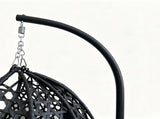 Foldable Hanging Egg Chair with Stand, HDPE Rattan Wicker Swing Chair with Cushion, Heavy Duty Frame 88067295