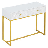 TREXM Modern Sleek Console Table Two Drawers with Stripe Design for Living Room and Entryway N715P201976K