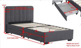 Twin Size Platform Bed Frame with 2 Storage Drawers and Headboard with USB, Linen Fabric Simple W1670P255482