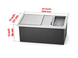 Drop-In Ice Chest, Stainless Steel Ice Storage Box with Sliding Lid and Drain Hose, Ice Bin for 48916164