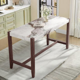 Counter Height Table, 47.5 Inch Faux Marble Finish Bar Dining Table, Modern Bar Tall Dining Table N752P269652K