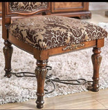 Traditional Fancy Set of 2pcs Side Chairs Brown Cherry Solid wood Intricate Carved Details Floral B011113348