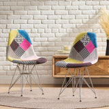 Patchwork Accent Chair Bohemian Style Fabric Chair with Chromed Legs Geometric Pattern Chair, 18"D 56395.00