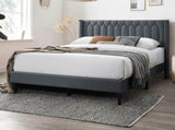 Modern Eye-Catching 1pc Queen Size Bed Charcoal Burlap Fabric Unique Diamond Design Headboard B011P238958