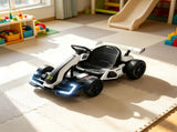 White 24V Electric Drift Go Kart, 7.5 MPH Max Speed, Adjustable Seat Growing Kids, Slow Start 58066727