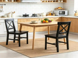 Black Farmhouse Wooden Dining Chairs Set of 2 with Cross Back Design for Kitchen Table 44201883