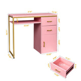 ZNTS FCH pink particle board iron pipe 97*35*78cm 2 drawers and 1 door computer desk can be used in 37906813