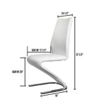 Contemporary Style Z-Shaped Chair Base 2pcs Chairs White Leatherette Chrome Finish Side Chair B011P152662