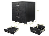 FCH Black Wood Grain Density Board Three Drawers Wooden Filing Cabinet 38131424