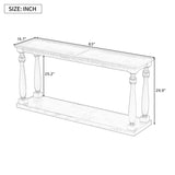 U_STYLE Vintage Wood Grain Console Table with Bottom Shelf and Four Vase Legs, Suitable for N711P256976B