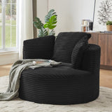 Compressible Corduroy Round Chair with Cushioned Backrest - Modern Comfort Seating for Living W2339P323616