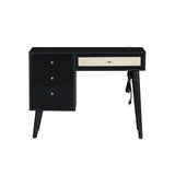 39" Retro Bohemian Style Wooden Makeup Vanity Set with Charging Plug&USB Port and Stool, Dressing N733P180011B