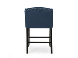 Vienna Contemporary Fabric Tufted Wingback 31 Inch Counter Stools, Set of 2, Navy Blue N780P523553B