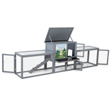 Large 2-Story Outdoor Rabbit Hutch, Bunny House with Dual Runs, Resting Room, PC Sun Roof, Pull-Out W2181P356097